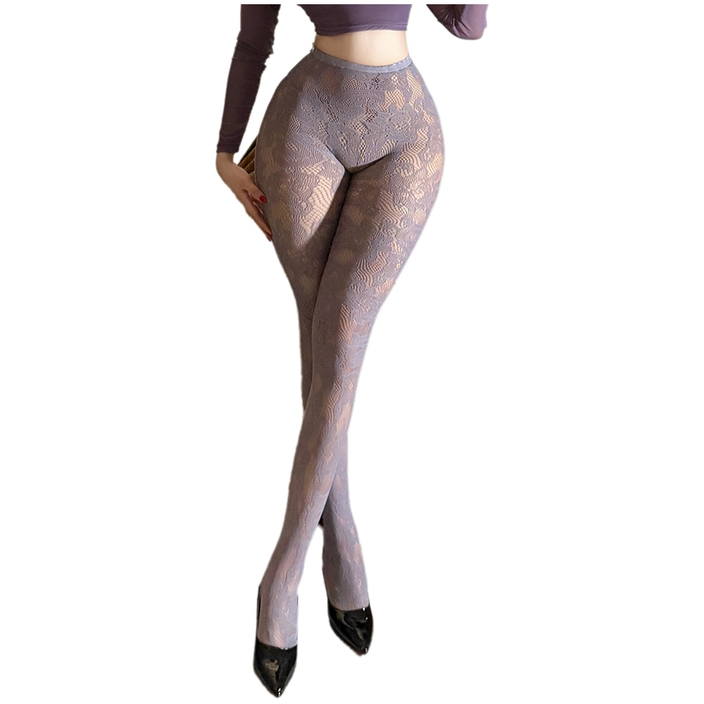 Fishnet Stocking Women - Dames Bloemkant Visnetkousen Hoge Taille Holle