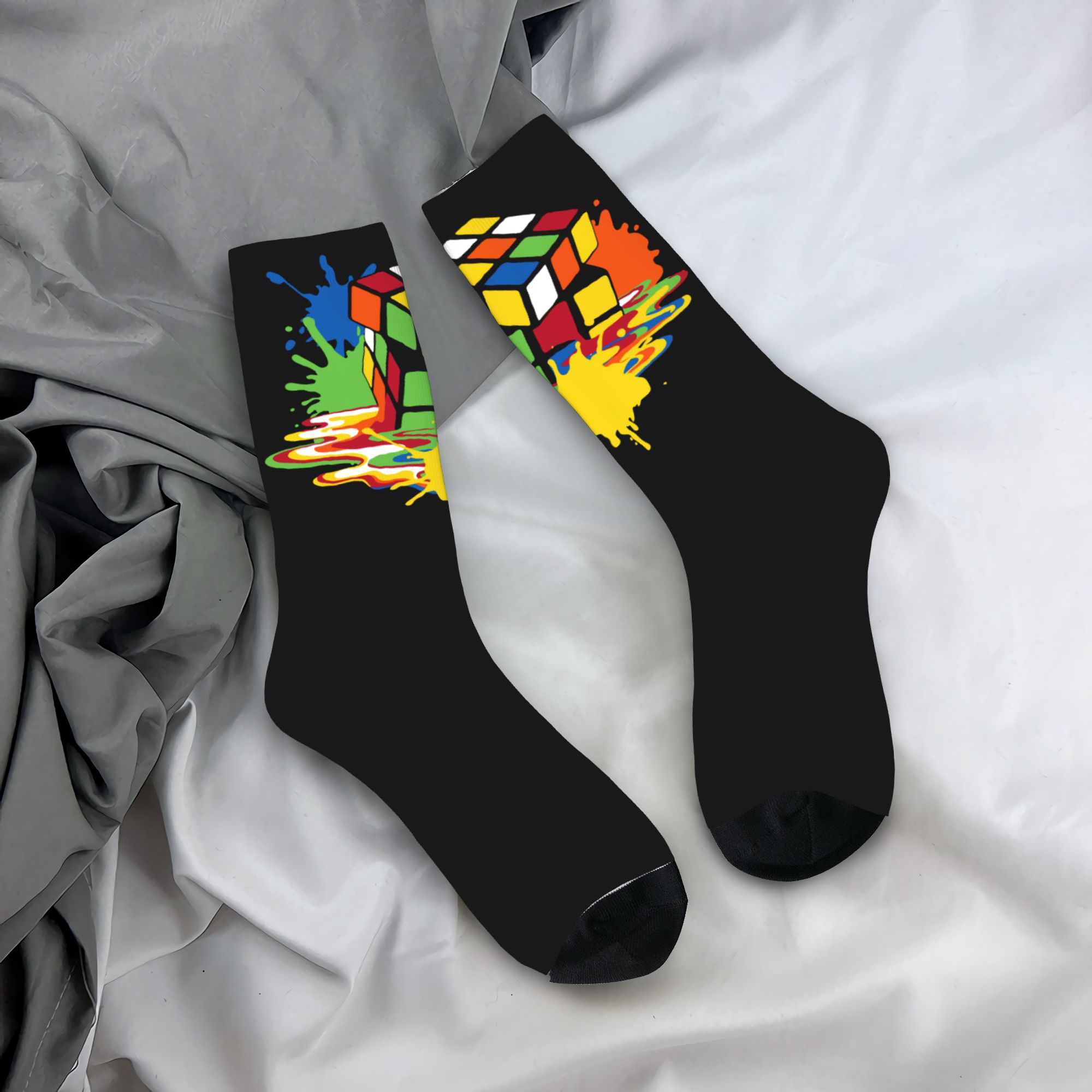 Dress Sock Men - Aangepaste smeltende Rubiks Cube mannen vrouwen
